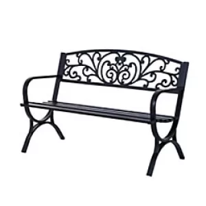 Outsunny Garden Bench, Steel-Black