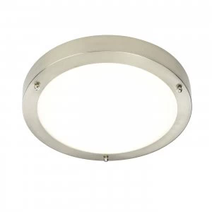 LED Bathroom Flush Ceiling Light Frosted Glass, Satin Nickel IP44