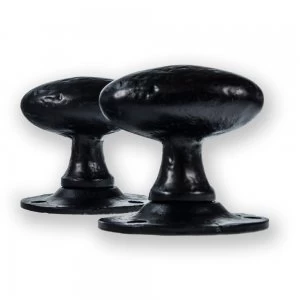 LocksOnline Antique Black Oval Mortice Door Knob Set