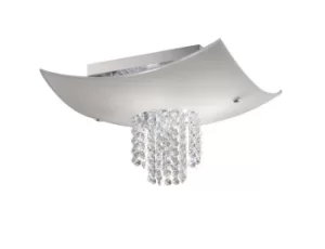 Nyla Flush Ceiling 5 Light Polished Chrome, Glass, Crystal