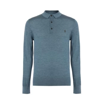 AllSaints Mode Merino Long Sleeve Polo - ADVENTURER Blue ML