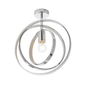 Merola Contemporary Designer Crystal LED Spherical Semi Flush Ceiling Light Chrome, Warm White, IP44