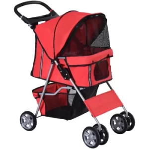 PawHut Pet Stroller Carrier Foldable Deluxe Jogger Walk Travel Dog Cat 4 Wheels