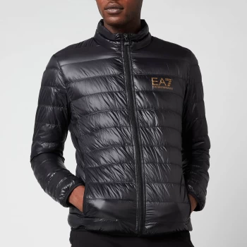 EA7 Mens Core Identity Lightweight Packable Jacket - Black/Gold - S