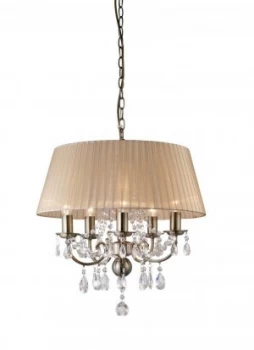 Ceiling Pendant with Soft Bronze Shade 5 Light Antique Brass, Crystal