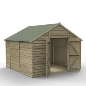 Forest Garden 10X10 Ft Apex Overlap Wooden Shed With Floor (Base Included)