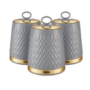 Tower Empire Set Of 3 Canisters - Grey