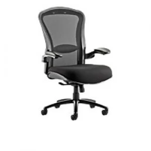 Heavy Duty Task Office Chair Houston Mesh Back Black Fabric Seat With Arms