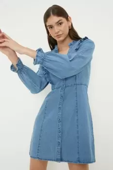 Denim Frill Yoke Mini Dress