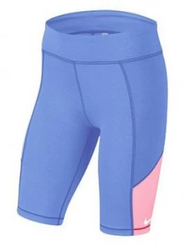 Nike Older Girls Trophy Bike Short - Blue/Pink Size M 10-12 Years, Women