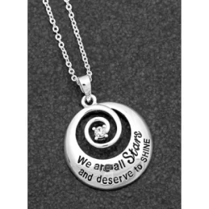 Sentiment Swirl Silver Plated Necklace Stars