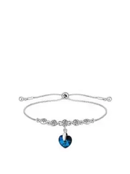 Jon Richard Silver Plated Crystal Bermuda Blue Heart Toggle Bracelet