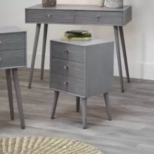 Pacific Chaya 3 Drawer Bedside Table, Grey Pine Grey