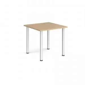 Rectangular silver radial leg meeting table 800mm x 800mm - kendal oak