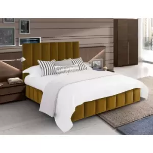 Nora Bed Small Double Plush Velvet Mustard