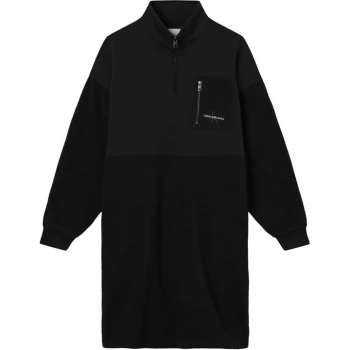 Calvin Klein Jeans Polar Half Zip Sweatshirt Dress - CK BLACK