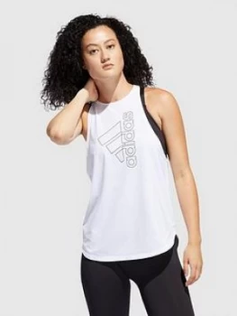 adidas Tech Badge Of Sport Tank - White, Size L, Women