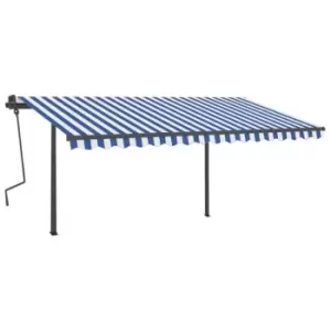 Vidaxl Manual Retractable Awning With LED 4X3 M Blue And White