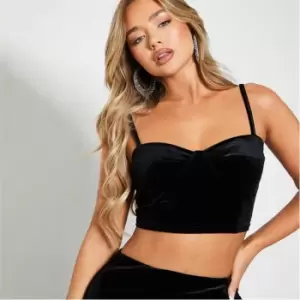 I Saw It First Velvet Cup Detail Crop Top - Black