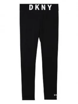 DKNY Girls Logo Waistband Legging, Black, Size Age: 14 Years, Women