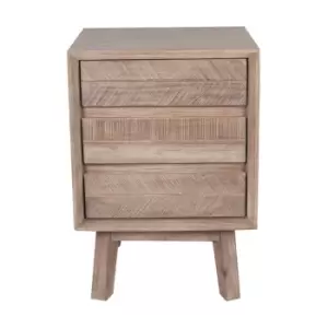 Olivia's Melville Acacia Wood 3 Drawer Bedside Unit in Sand Wash