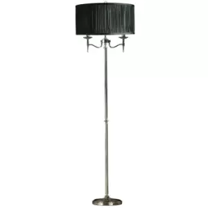 Luxury Classic Twin Arm Feature Floor Lamp Polished Nickel & Black Organza Shade