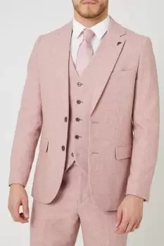 Mens Slim Fit Pink Tweed Suit Jacket