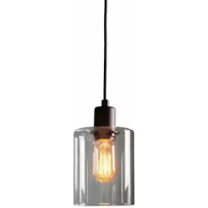 Loops - Ceiling Pendant Light Matt Black & Clear Glass 10W LED E27 Dimmable