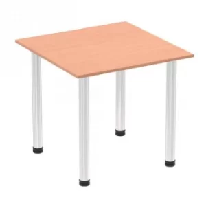 Impulse 800mm Square Table Beech Top Chrome Post Leg I003578