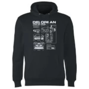 Back To The Future DeLorean Schematic Hoodie - Black