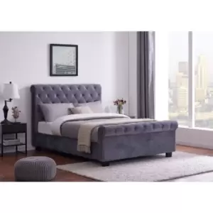 Flintshire Whitford 4ft 6 Double Side Ottoman Bed Plush Grey Velvet