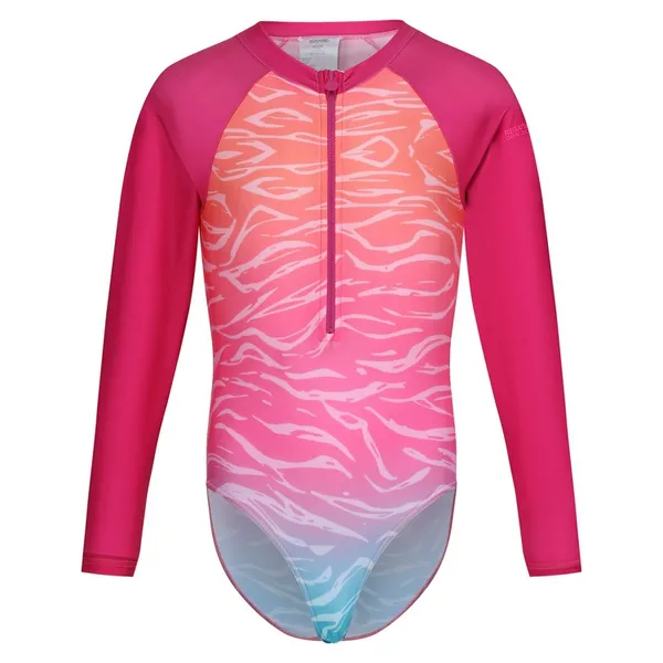 Regatta Girls Long Sleeve Swimming Suit 13 Years - Chest 79-83cm (Height 153-158cm) Flamingo Pink/Satsuma Ombre RKM039G-K3L-13