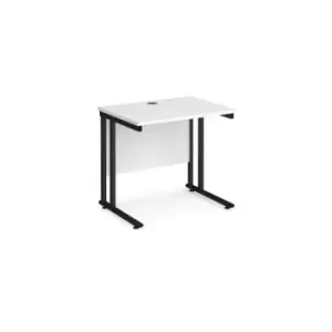 Maestro 25 straight desk 800mm x 600mm - Black cantilever leg frame and white top