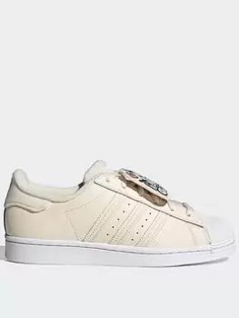 adidas Originals Superstar Shoes, White/White/White, Size 3.5, Women