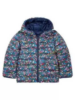 Joules Girls Reversible Floral Padded Jacket - Navy, Size 2 Years, Women