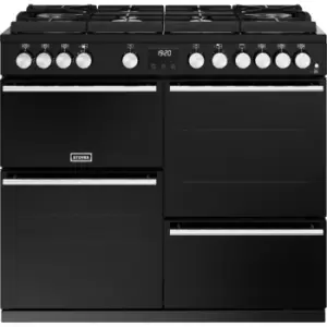 Stoves Precision Deluxe ST DX PREC D1000DF GTG BK 100cm Dual Fuel Range Cooker - Black - A Rated