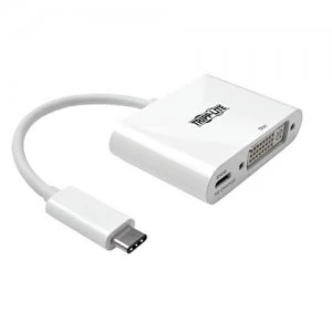 Tripp Lite USB C to DVI Adapter with PD Charging White