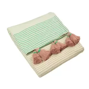 Banda Tasselled Throw Mink/Pink