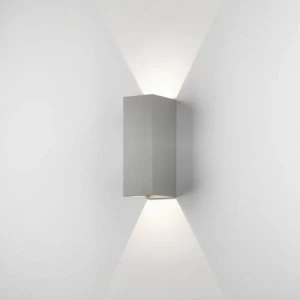 LED 1 Light Outdoor Large Up Down Wall Light Textured Painted Silver IP65