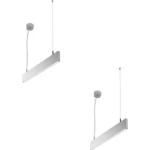 2 PACK Slim Commercial Suspension Light - 610mm x 20mm - 25W Cool White LED