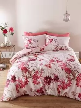 Bianca Fine Linens Briony Floral Garden 100% Cotton Duvet Cover Set - Pink