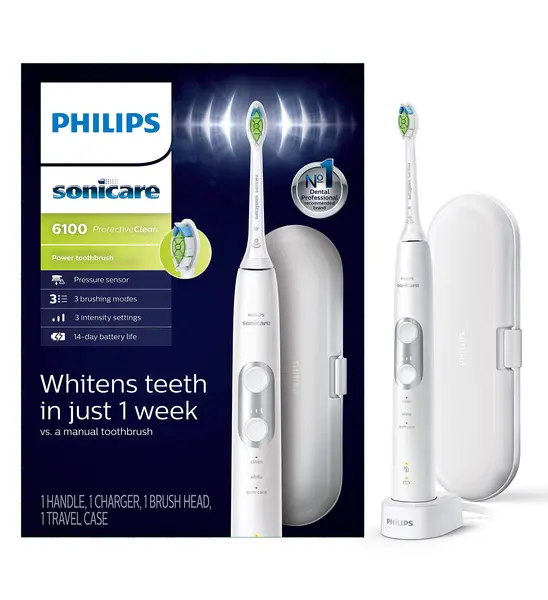 Philips ProtectiveClean 6100 HX6877/29 Mode 3+ White Sonic Electric Toothbrush