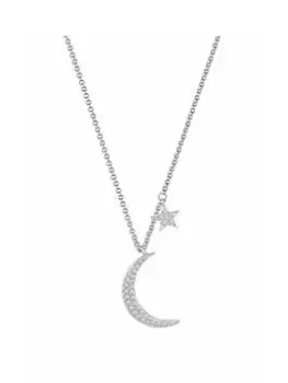 Simply Silver Sterling Silver 925 Crescent Pendant Necklace, Silver, Women