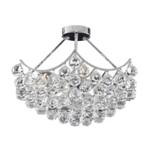 Sassari 5 Light Ceiling Semi Flush Light Chrome with Crystals, E14