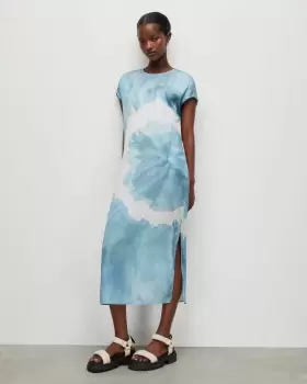 AllSaints Etta Mariana Silk Blend Tie Dye Dress