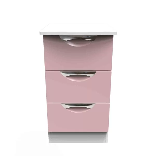 Welcome Furniture Ready Assembled Camden 3 Drawer Bedside In Kobe Pink & White