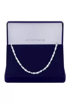 Rhodium Plated Cubic Zirconia Mixed Stone Collar Necklace - Gift Boxed