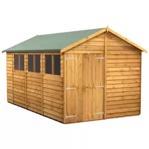 Power Sheds 14 x 8ft Double Door Apex Overlap Dip Treated Shed