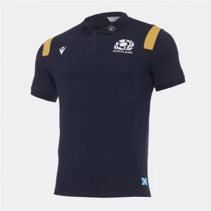 Macron Scotland Polo Shirt Mens - Navy/Gold