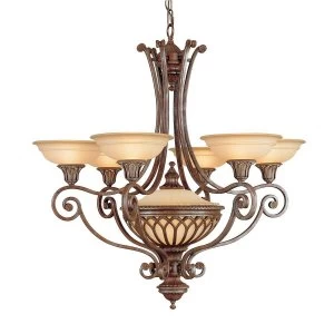 6 Light Multi Arm Chandelier British Bronze Finish, E27